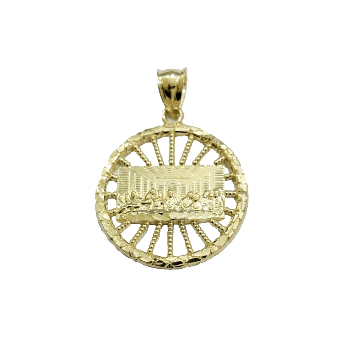 Real 10k Gold Rope Chain Last Supper Pendant Set, 24 Inch 3mm necklace & Charm - GoldenlinQ